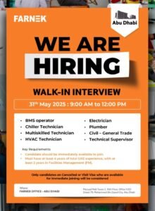 Farnek Careers 2025 in abu dhabi Walk in Interview