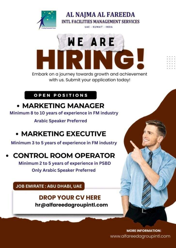 Launch Your Career in Facility Management: AL NAJMA AL FAREEDA Walk-In Interview in Abu Dhabi