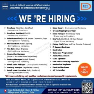 Abdul Wahed Bin Shabib Investment Group Walk Interview 2025: Dates, Venues, and Key Details 1 Abdul Wahed Bin Shabib Investment Group Walk Interview 2025: Dates, Venues, and Key Details