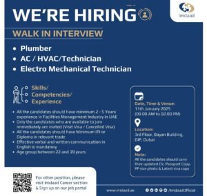 Imdaad Walk-in Interviews Dubai 2025: Dates, Venues, and Vacancies