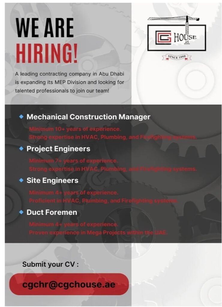 Abu Dhabi Careers: Join Construction General Contracting House LLC in 2025