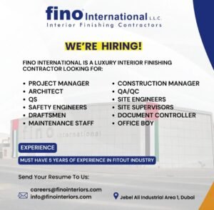 FINO International Interior Finishing Contractor Careers & Job Vacancies in Dubai 1 FINO International Interior Finishing Contractor Careers & Job Vacancies in Dubai