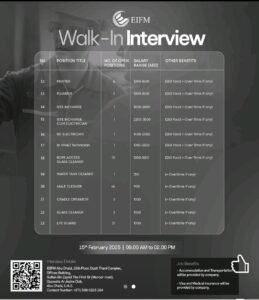 Join EIFM: Walk-in Interview Schedule for 2025 Announced