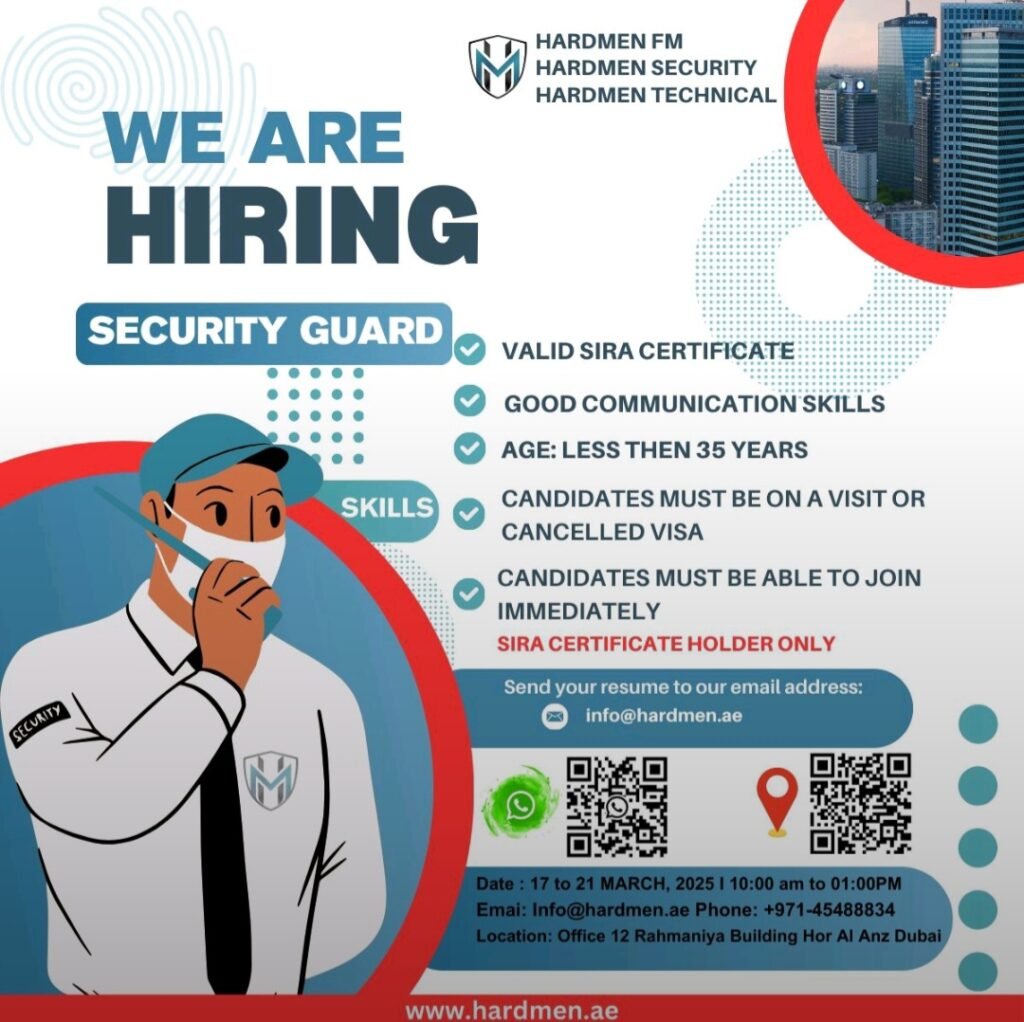 Hardmen Dubai Walk-In Interview 2025: Dates, Venues, and Key Details