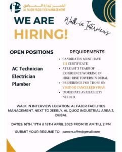 Land Your Dream Job at Al Fajer Facilities Walk In Dubai 2025