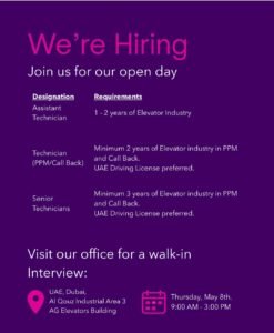 AG ELEVATOR WALK-IN INTERVIEW 2025 : Dates, Venues, and Key Details