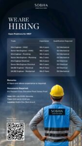 Build Your Career with SOBHA Constructions: Walk-In Interview Details 2025 1 Build Your Career with SOBHA Constructions: Walk-In Interview Details 2025