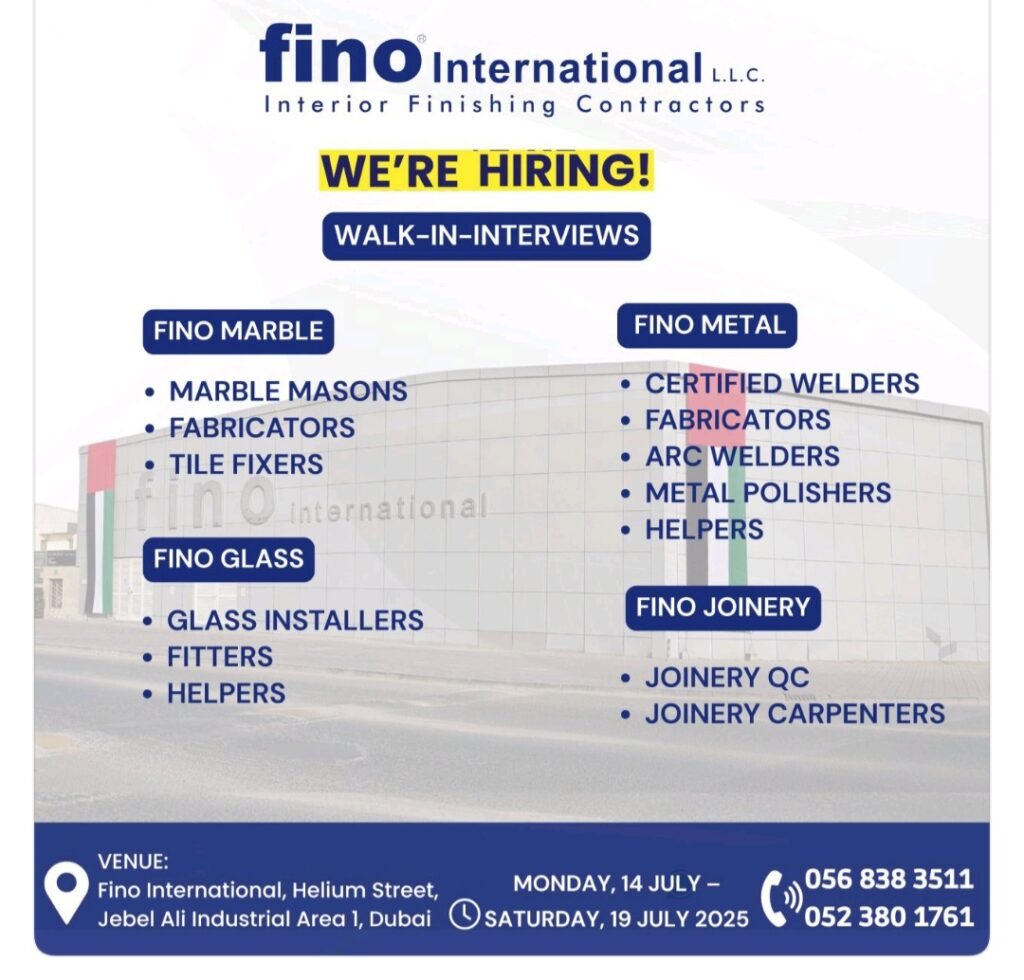 FINO International Interior Finishing Contractor Careers 2025