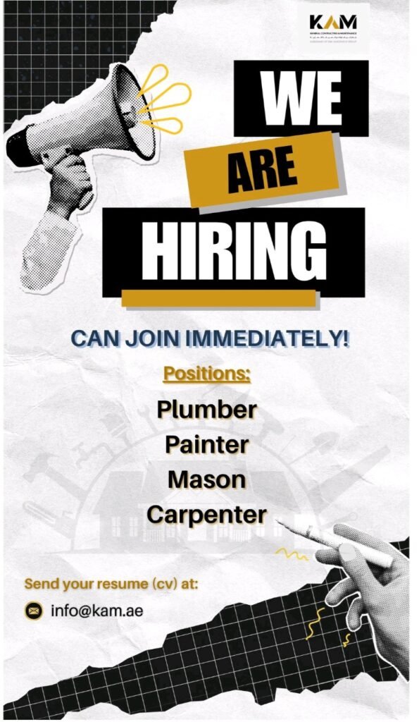 Current Job Openings at KAM General Contracting & Maintenance 2025