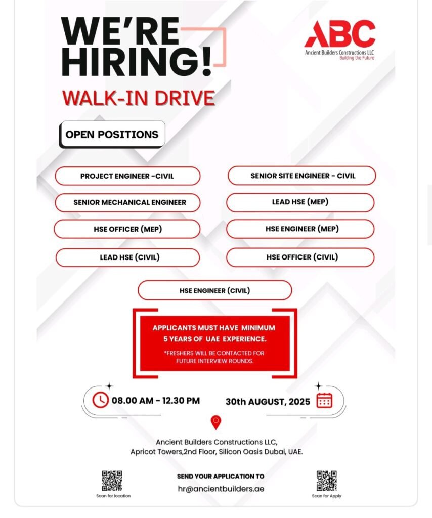 Ancient Builders Constructions LLC Walk-In Drive: Your Chance to Build a Career in Dubai