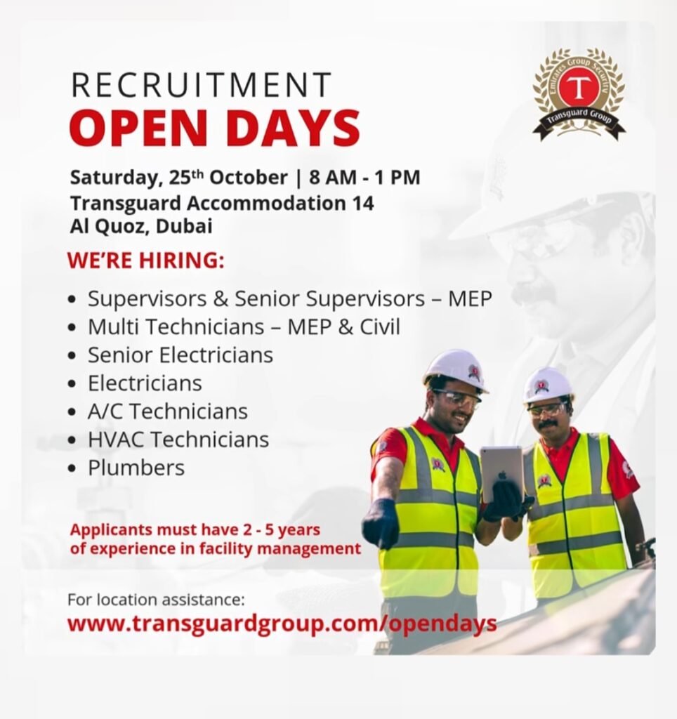 Transguard Recruitment Open Day: Hiring Skilled Technicians in Dubai