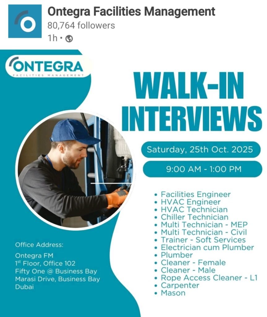 Your Chance to Build a Career with Ontegra Facilities Management in Dubai