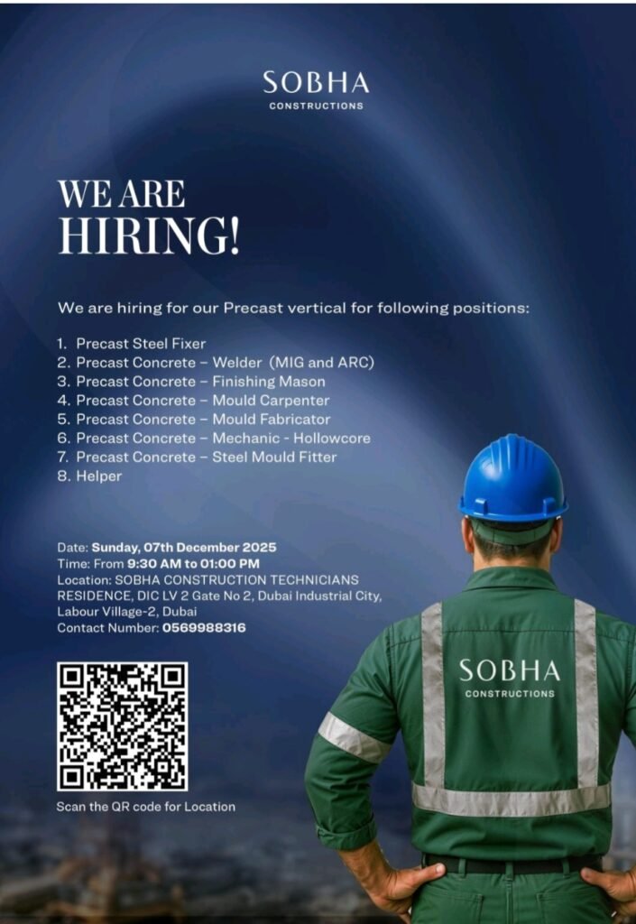 Sobha Constructions Hiring Drive: Your Chance to Build a Career in Dubai’s Precast Industry