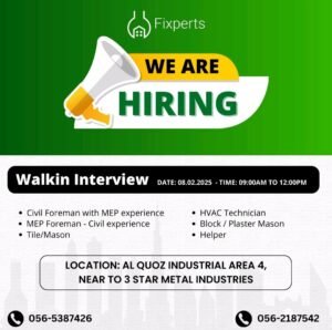 Fixperts Contracting Walk in Interview in Dubai 2025: Dates, Venues, and Key Details