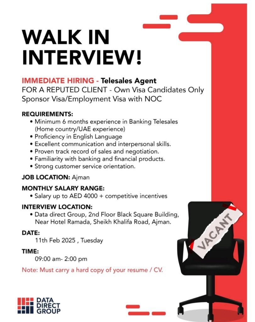Data Direct Group Walk in Interview in Ajman 2025: Dates, Venues, and Key Details 1 Data Direct Group Walk in Interview in Ajman 2025: Dates, Venues, and Key Details