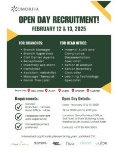 Omorfia Group Careers Walk in Interview in Dubai 2025: Dates, Venues, and Key Details 1 Omorfia Group Careers Walk in Interview in Dubai 2025: Dates, Venues, and Key Details