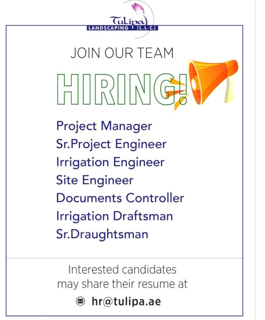 Tulipa Landscaping Recruitments in Dubai 2025: Dates, Venues, and Key Details