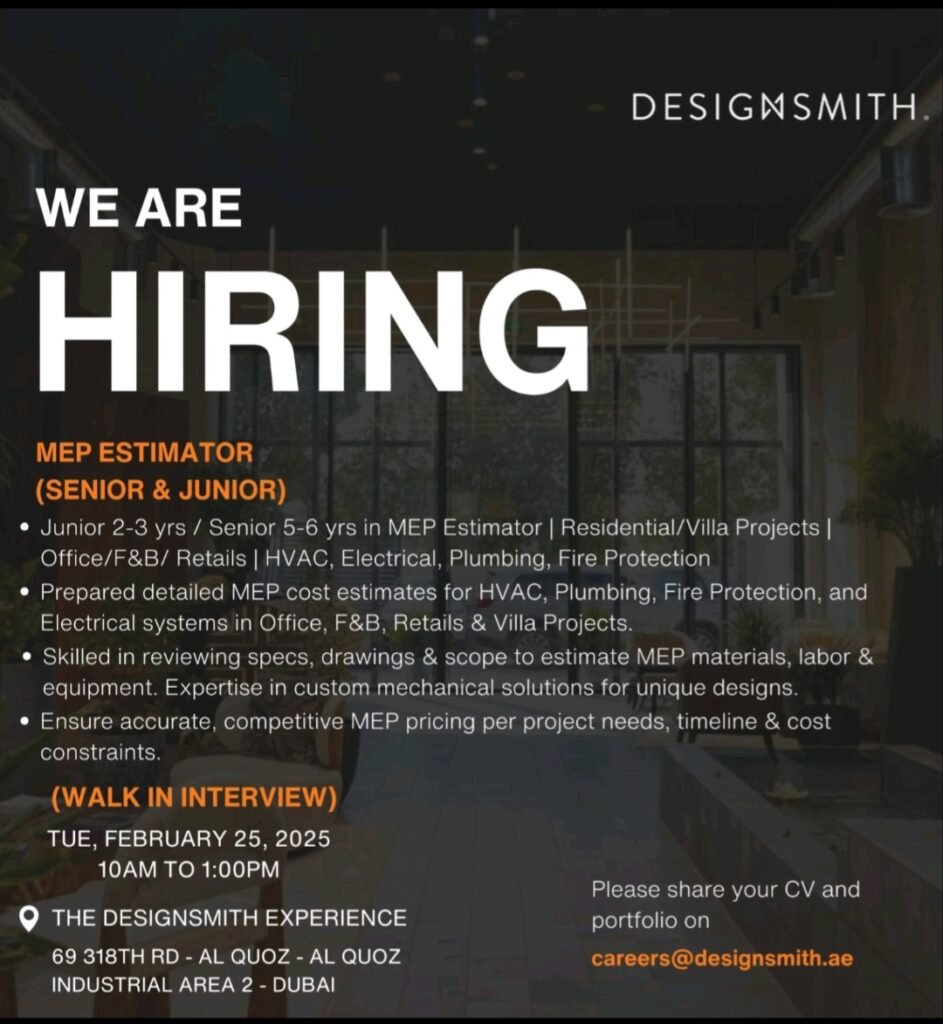 Designsmith Walk in Interview in Dubai 2025: Dates, Venues, and Key Details