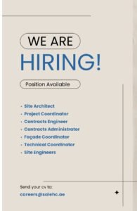 Saleh Constructions jobs in Dubai 2025: Dates, Venues, and Key Details