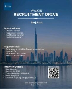Azizi Developments Walk in Interview in Dubai 2025: Dates, Venues, and Key Details
