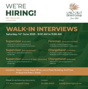 Desert Group Walk in Interview in Dubai 2025: Dates, Venues, and Key Details