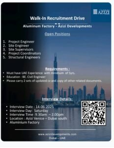 Azizi Developments Walk in Interview in Dubai 2025: Dates, Venues, and Key Details