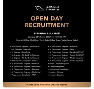 Binghatti Group Open Jobs In Dubai 2025: Dates, Venues, and Key Details