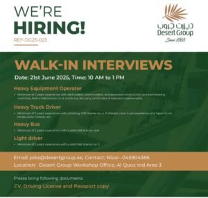 Desert Group Walk in Interview in Dubai 2025: Dates, Venues, and Key Details