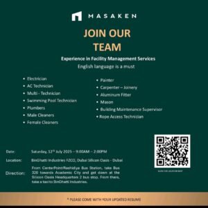 Masaken Open Day Recruitment in Dubai 2025: Dates, Venues, and Key Details