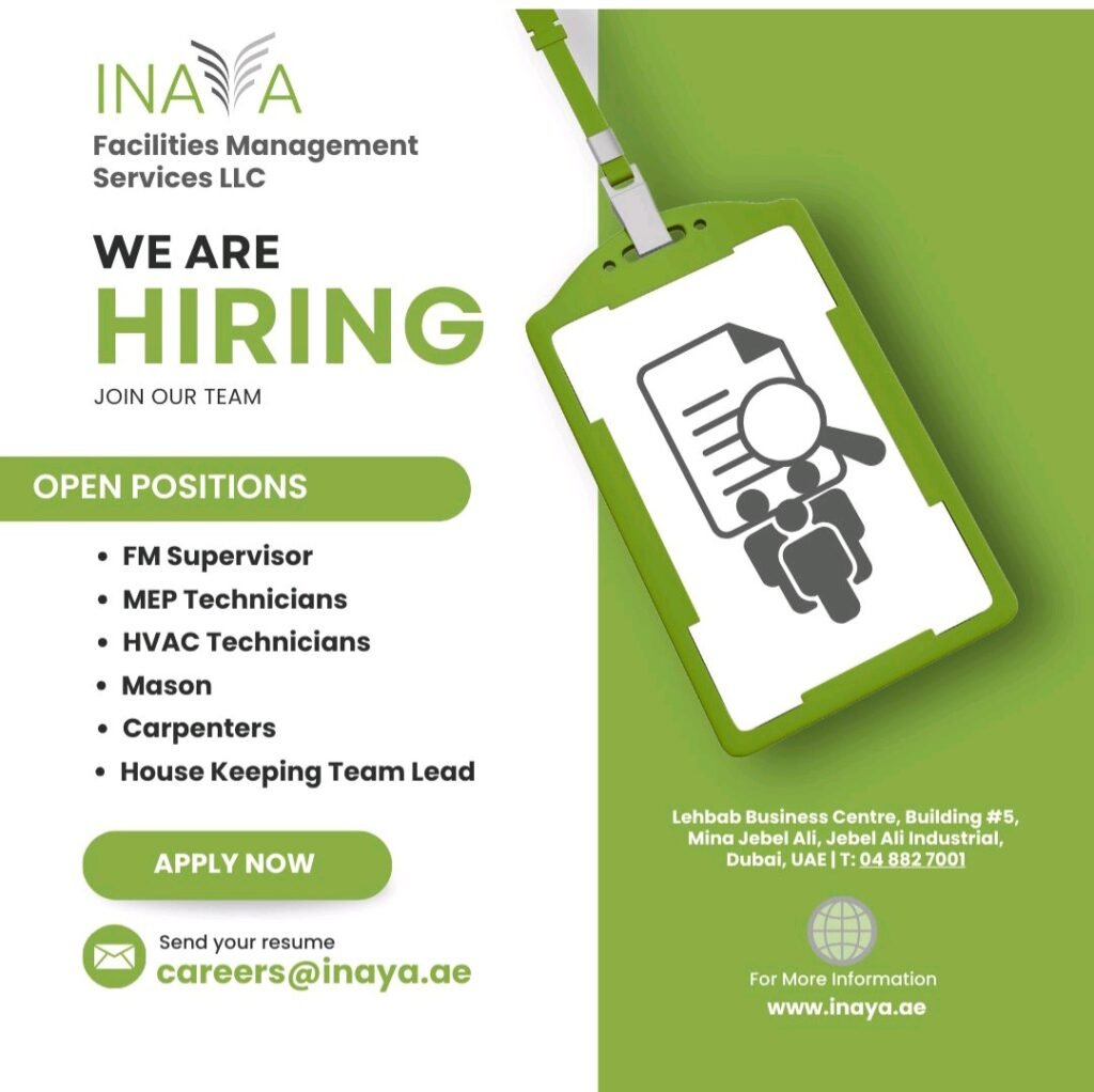 Join the Inaya FM Team: We're Hiring Skilled Talents in Dubai 2025