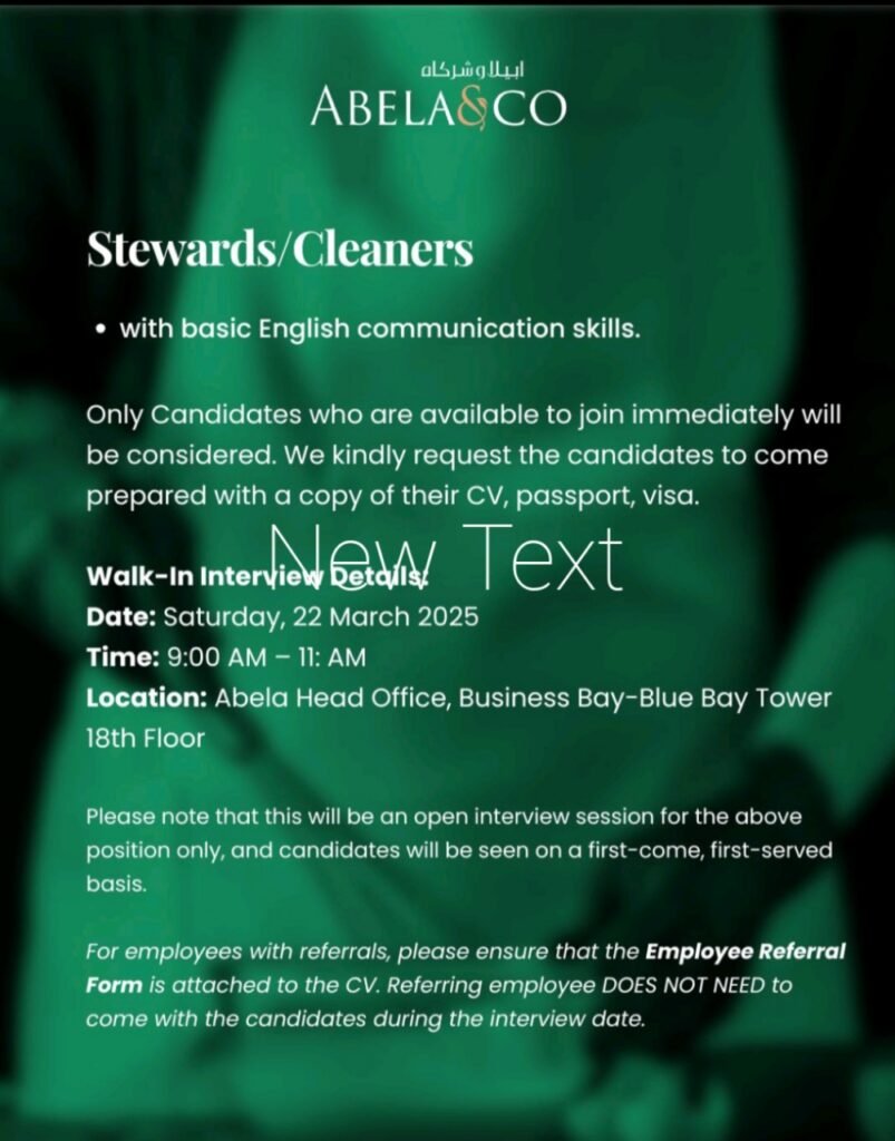 Abela & Co Walk in Interview in Dubai 2025: Dates, Venues, and Key Details