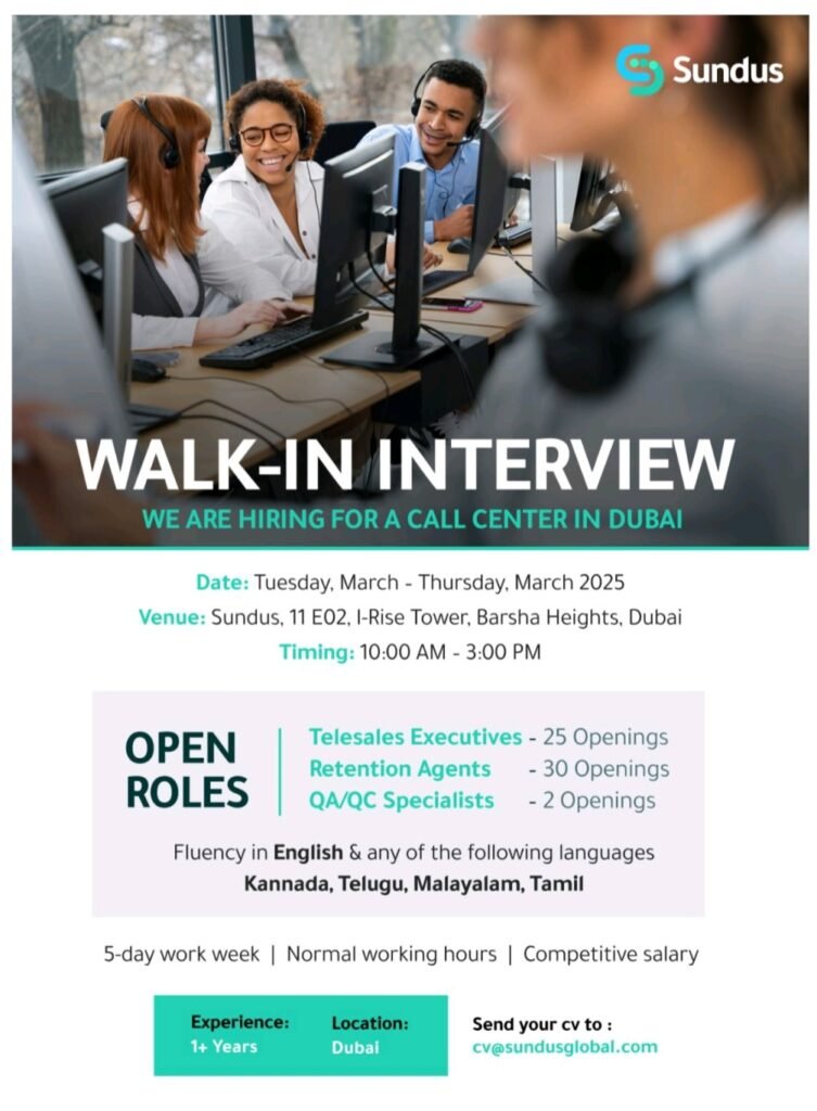 Sundus Global Walk in Interview in Dubai 2025: Dates, Venues, and Key Details