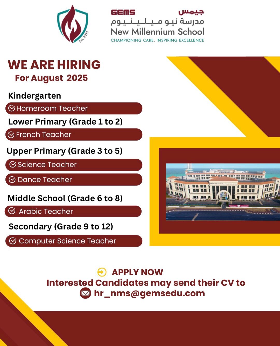 GEMS New Millennium School Careers in Dubai 2025: Dates, Venues, and Key Details