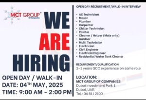 MCT Group of Companies Careers Walk in Interview 2025: Dates, Venues, and Key Details