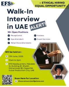 EFS Staffing Walk in Interview in Dubai 2025: Dates, Venues, and Key Details