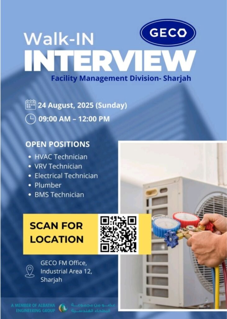 GECO Careers Announced Walk in Interview in Sharjah 2025: Dates, Venues, and Key Details 1 GECO Careers Announced Walk in Interview in Sharjah 2025: Dates, Venues, and Key Details