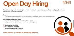 Masafi Open Day Hiring in Dubai 2025: Dates, Venues, and Key Details