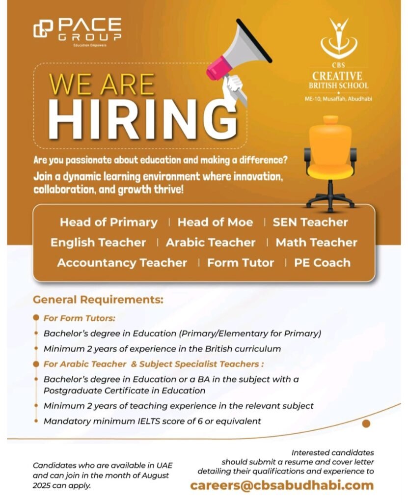 Creative British School Hiring Staff 2025:Dates, Venues, and Key Details