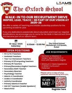 Oxford School Walk in Interview in Dubai