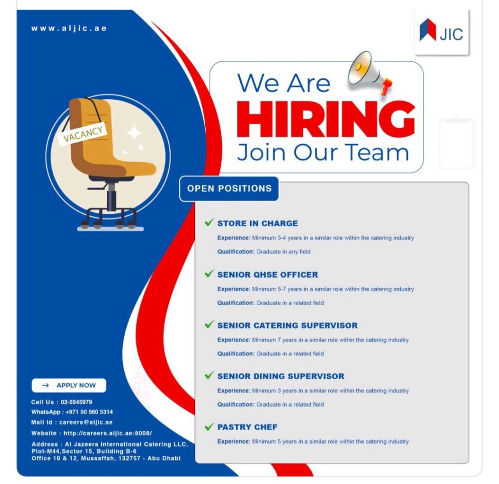 Al Jazeera Catering UAE Jobs 2025: Dates, Venues, and Key Details