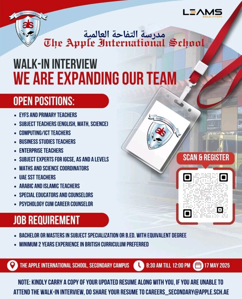 Apple International Community School Dubai Career 2025: Dates, Venues, and Key Details