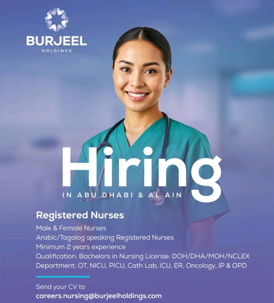 Burjeel Hospital Careers in UAE – Hiring Registered Nurses in Abu Dhabi & Al Ain 2025