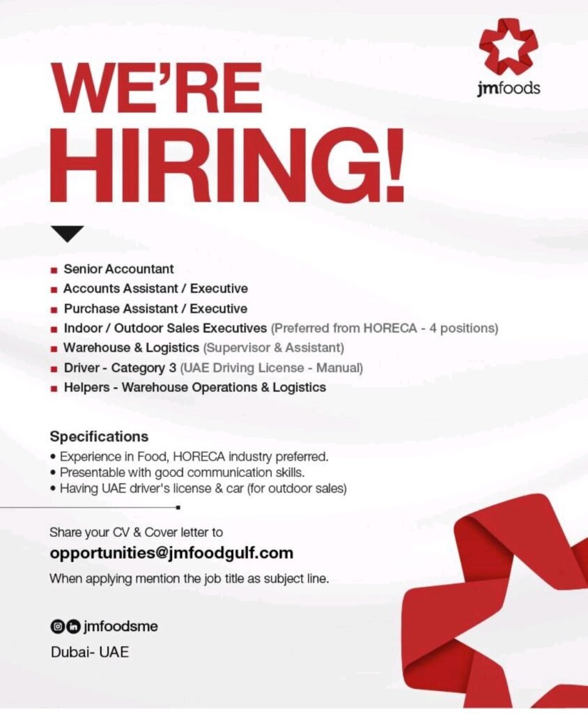 JM Foods Recruitments in Dubai 2025: Dates, Venues, and Key Details