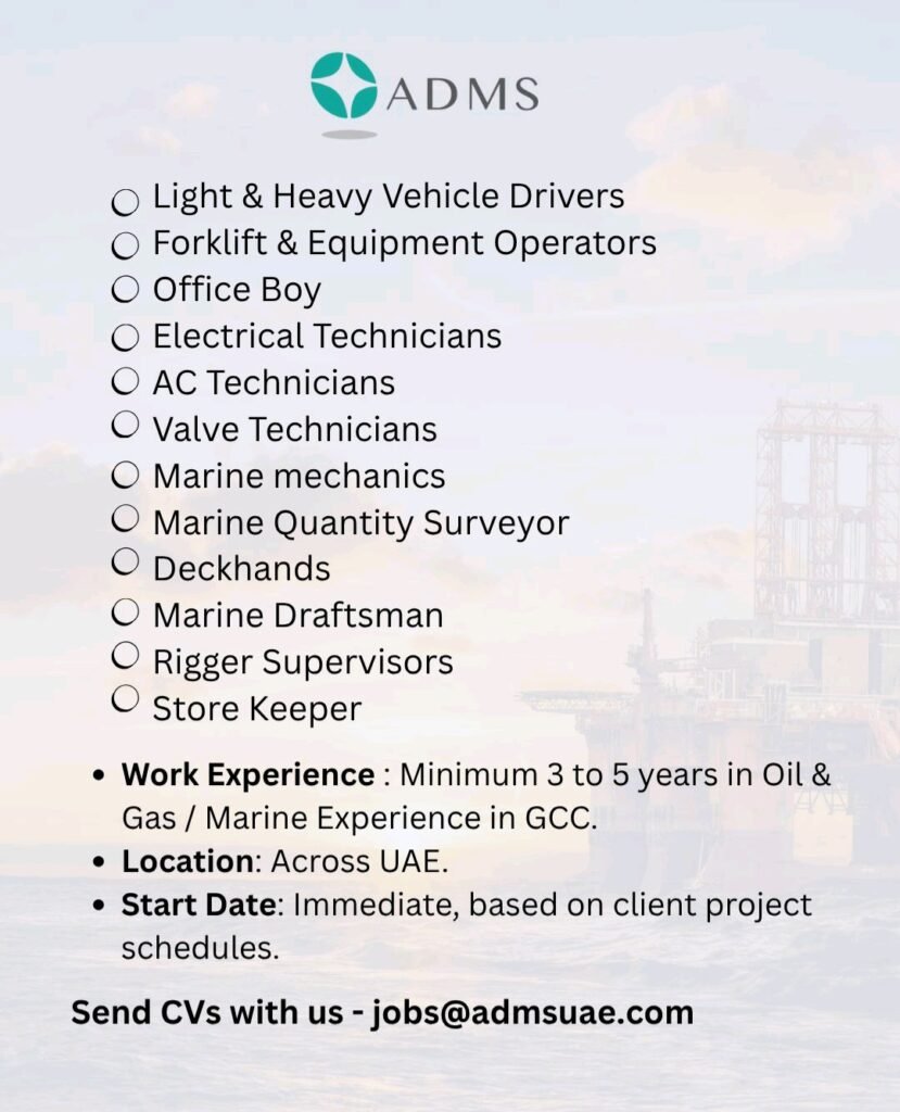 ADMS Careers – Abu Dhabi Manpower Supply Company
