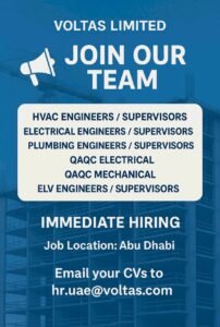 Voltas LLC Careers Dubai Latest Jobs 2025: Dates, Venues, and Key Details