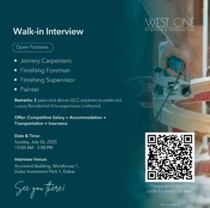 West One Walk in Interview in Dubai 2025: Dates, Venues, and Key Details