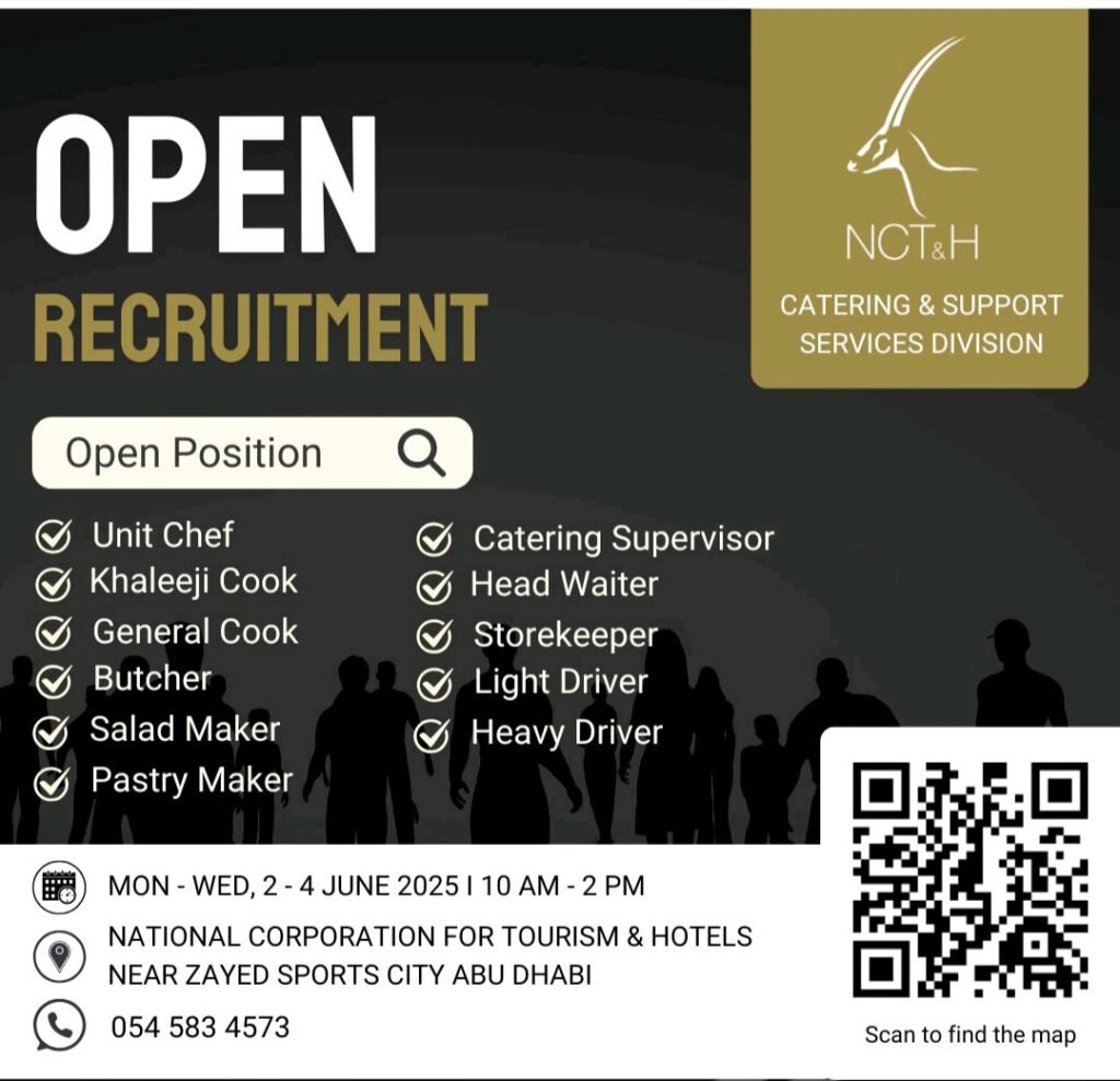 NCTH Catering Jobs & Walk in Interview in Abu Dhabi 2025