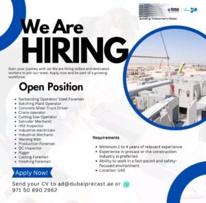 Dubai Precast LLC Careers 2025 Apply Now