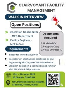 Clairvoyant Walk in Interview in Dubai