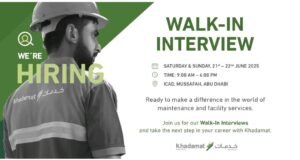 Walk-in Interview in Abu Dhabi – June 2025 at Khadamat Facilities Management